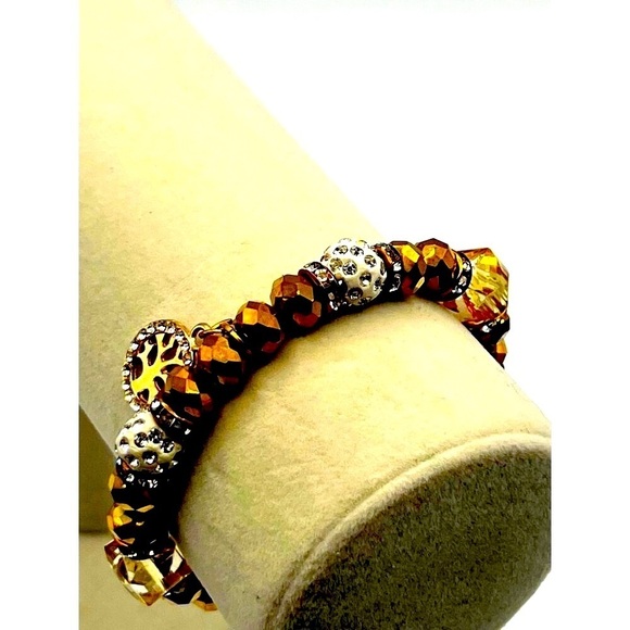 Gold Tone Necklace & Beaded Bracelet Set With Tree Of Life Charm - Picture 9 of 10